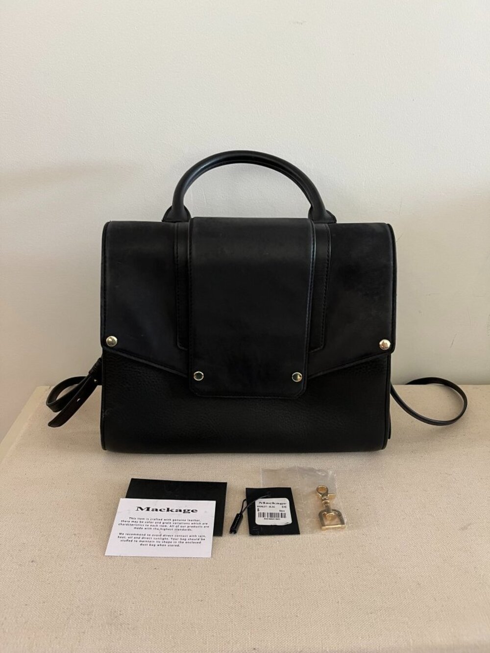 MACKAGE 'Brinley' Crossbody Tote Bag in Black & Suede Leather